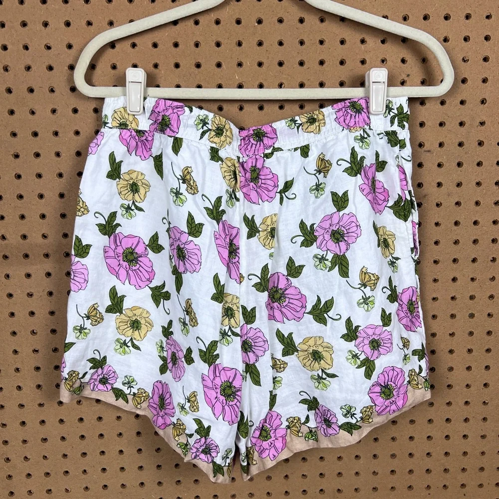 Vineyard‎ Vines Linen Shorts with Pink and Green Floral Pattern Size Medium